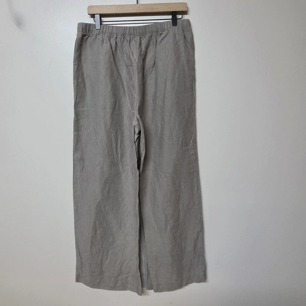 Aritzia Wilfred Womens The Lodge Cruiselinen Khaki Tan Wide Leg Pull On Pants LG